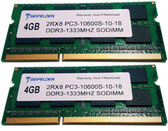 Seifelden 8GB KIT (2X4GB) DDR3/DDR3L 1333MHZ PC3-10600 204-PIN SODIMM 204-PIN MEMORY UPGRADE LAPTOP RAM FOR DELL HP ACER APPLE ASUS MSI MAC